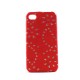 Coque simili cuir pour Iphone 4 fleurs et feuilles strass + film protection ecran