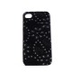 Coque simili cuir pour Iphone 4 fleurs et feuilles strass + film protection ecran