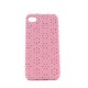 Coque simili cuir pour Iphone 4 fleurs strass diamant + film protection ecran