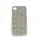 Coque simili cuir pour Iphone 4 fleurs strass diamant + film protection ecran