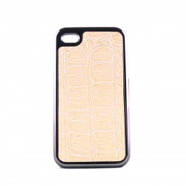 Coque peau de serpent beige pour Iphone 4 + film protection ecran