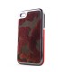 Coque simili cuir marron et poils rouge effet peau de vache pour Iphone 4 + film protection ecran