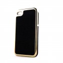 Coque velours noir contour noir pour Iphone 4 + film protection ecran