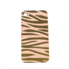 Coque mate motif zebre couleur pour Iphone 4 + film protection ecran