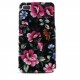 Coque integrale noire avec des petites fleurs roses pour Iphone 4 + film protection ecran