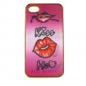 Coque rose en 3D avec un Coeur ou une bouche pour Iphone 4 + film protection ecran