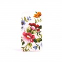 Coque rigide et brillante fleurs multicolors et des strass jaunes pour Iphone 4 + film protection ecran