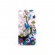 Coque rigide et brillante fleurs et cercles bleus et strass bleus pour Iphone 4 + film protection ecran