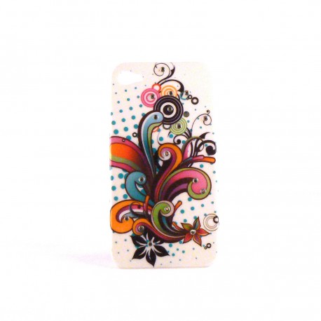 Coque rigide et brillante multicolore et strass diamants pour Iphone 4 + film protection ecran