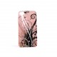 Coque rigide et brillante graphiti beige noir avec des strass jaunes pour Iphone 4 + film protection ecran