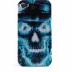 Coque integrale bleue tete de mort blanche pour Iphone 4 + film protection ecran