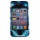 Coque integrale bleue tete de mort blanche pour Iphone 4 + film protection ecran