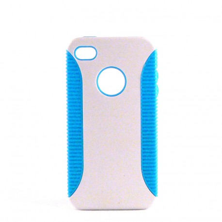 Coque semi-rigide bicolore interieur silicone Iphone 4+ film protection ecran offert