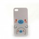 Coque rigide et brillante blanche avec motif chat  pour Iphone 4 + film protection ecran