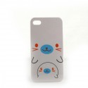 Coque rigide et brillante blanche avec motif chat  pour Iphone 4 + film protection ecran