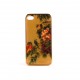 Coque rigide et brillante or oiseau et fleurs rouges pour Iphone 4 + film protection ecran