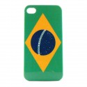 Coque rigide drapeau Brésil pour Iphone 4  + film protection écran offert