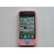 Coque silicone pourtour diamants pour Iphone 4 + film protection ecran