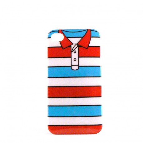 Coque rigide et brillante motif polo pour Iphone 4 + film protection écran