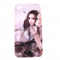 Coque rigide et mate Manga jeune fille allongée fleurs pour Iphone 4 + film protection écran