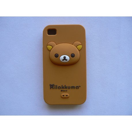 Coque silicone pour phone 4 motif ourson en relief + film protection ecran offert