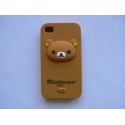 Coque silicone pour phone 4 motif ourson en relief + film protection ecran offert