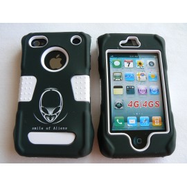 Coque Iphone 4 rigide intégrale noire incassable + film protection écran offert