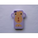 Coque Iphone 4 parme silicone semi-rigide motif singe + film protection écran offert