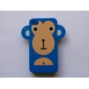 Coque Iphone 4 bleue foncé silicone semi-rigide motif singe + film protection écran offert