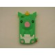 Coque Iphone 4 silicone cochon vert + film protection écran offert