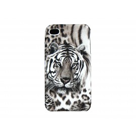 Coque pour Iphone 4 mate tigre gris + film protection écran