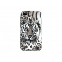 Coque pour Iphone 4 mate tigre gris + film protection écran