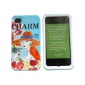 Coque pour Iphone 4 brillante en 2 parties bleue couture + film protection écran