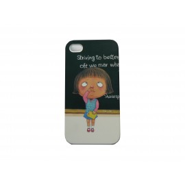 Coque pour Iphone 4 petite fille tableau noir + film protection écran