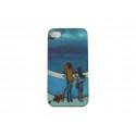 Coque pour Iphone 4 bateau sur fond bleu  + film protection écran