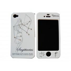 Coque intégrale signe zodiaque sagitaire strass diamants  pour Iphone 4 + film protection ecran