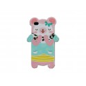 Coque pour Iphone 4 silicone ourson rose nud bleu  + film protection écran