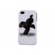 Coque pour Iphone 4 chien caniche noir + film protection écran