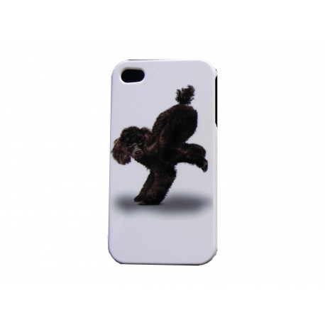 Coque pour Iphone 4 chien caniche noir + film protection écran