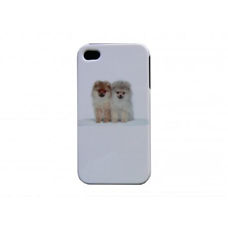 Coque pour Iphone 4 avec 2 petits chiens + film protection écran