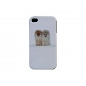 Coque pour Iphone 4 avec 2 petits chiens + film protection écran