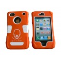 Coque pour Iphone 4 rigide intégrale orange incassable + film protection écran offert