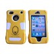 Coque pour Iphone 4 rigide intégrale jaune incassable + film protection écran offert