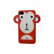 Coque pour Iphone 4 rouge silicone semi-rigide motif singe + film protection écran offert