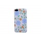 Coque pour Iphone 4  rigide et brillante fleurs bleues + film protection écran