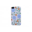 Coque pour Iphone 4  rigide et brillante fleurs bleues + film protection écran