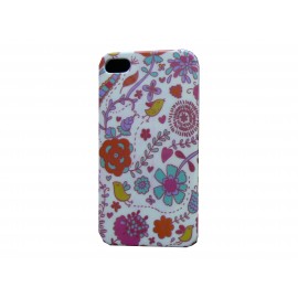 Coque pour Iphone 4  rigide et brillante fleurs multicolores + film protection écran