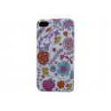 Coque pour Iphone 4  rigide et brillante fleurs multicolores + film protection écran