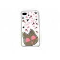 Coque pour Iphone 4 brillante blanche avec un chat miroir + film protection écran