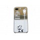 Coque pour Iphone 4 brillante blanche et miroir petit chien + film protection écran